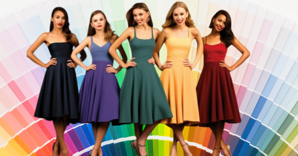  Image showcasing color matching to learn how to choose the right palette with dress