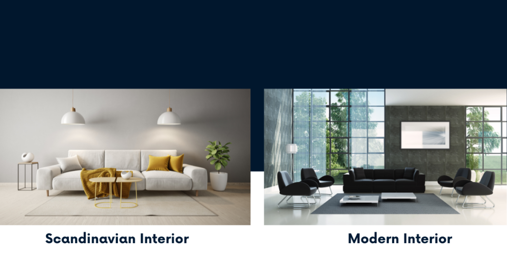 Image of  popular design styles like Scandinavian, Mid-Century Modern