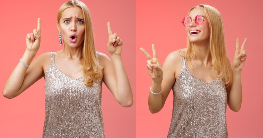 A woman wearing a sequin dress.