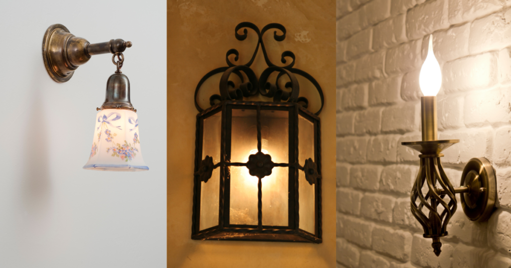 Two lanterns hanging on a wall