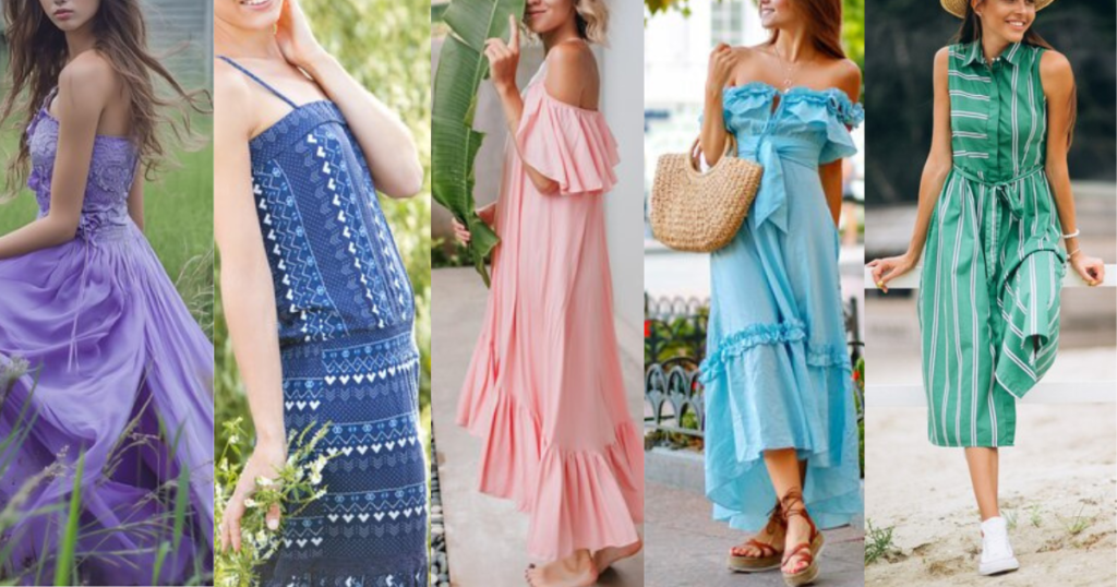 Five women in dresses showcasing Summer 2024's Hottest Colors for Cool Undertones