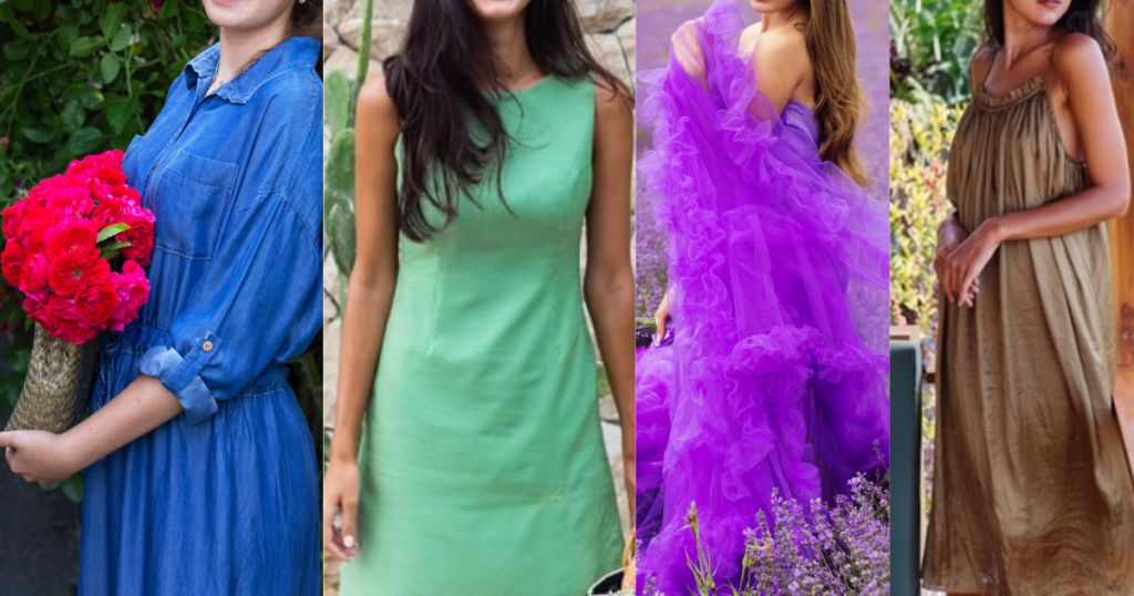 Four  women in dresses showcasing Summer 2024's Color Palette for Neutral Undertones