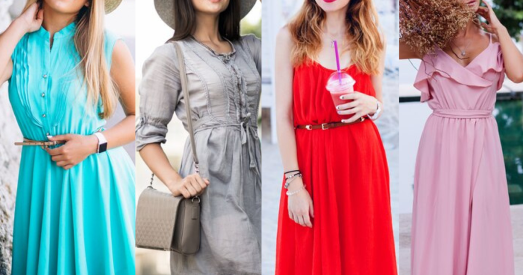 Three  women in dresses showcasing Summer Colors for Olive Undertones