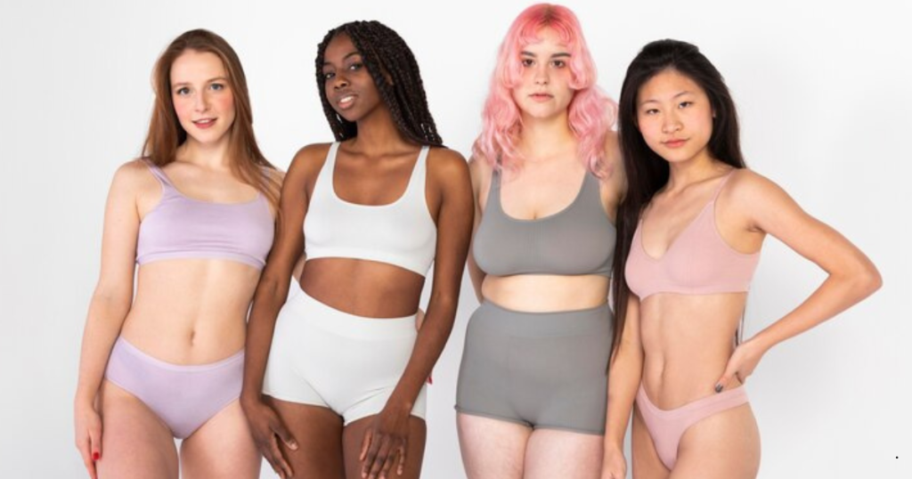 Four women  showcasing swimwear  for every body type