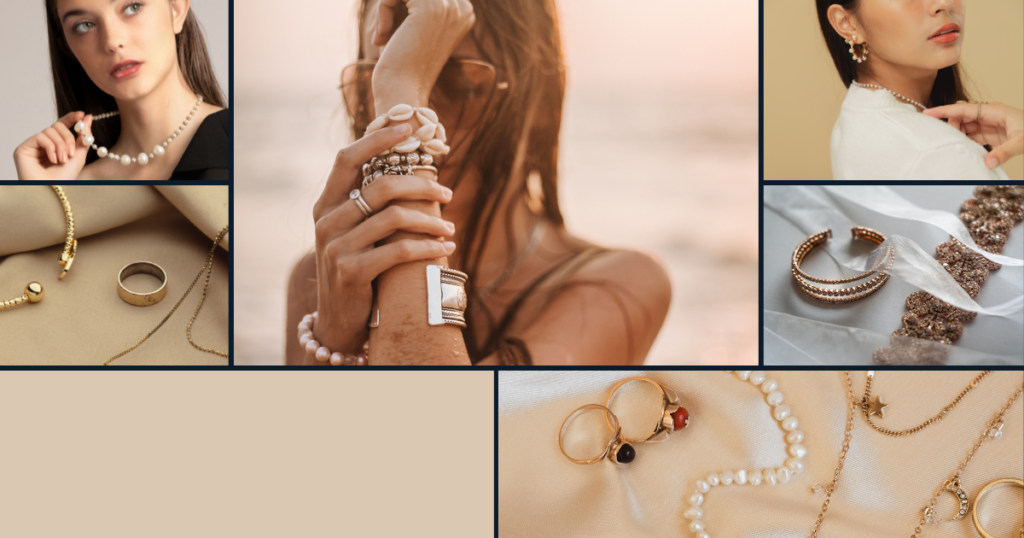 A stunning collage of jewelry and accessories