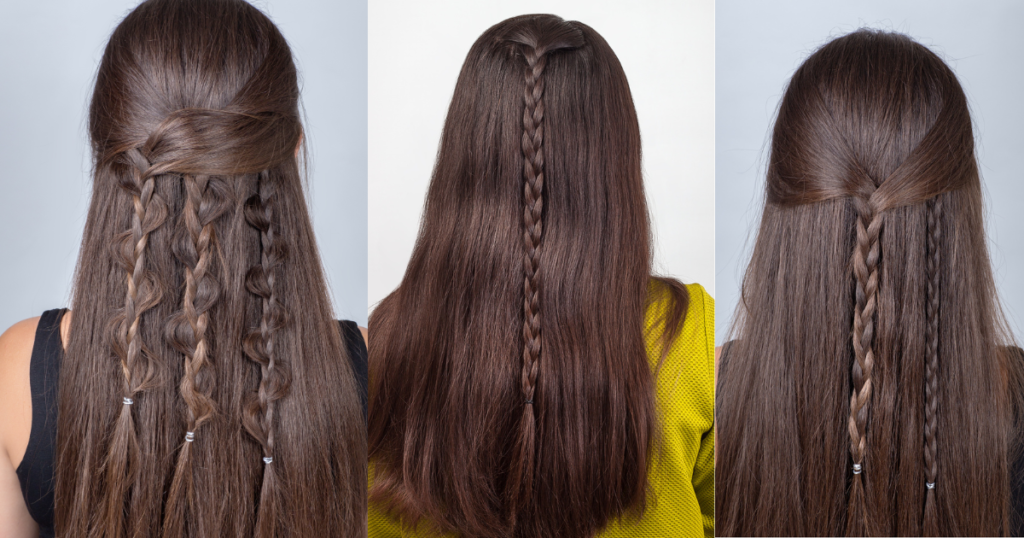 Image of Half-Up, Half-Down Braid Style 